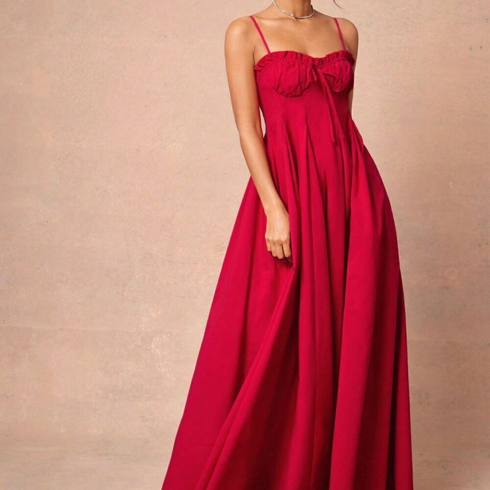 Red Elegant Women's Bustier Long Maxi Dress